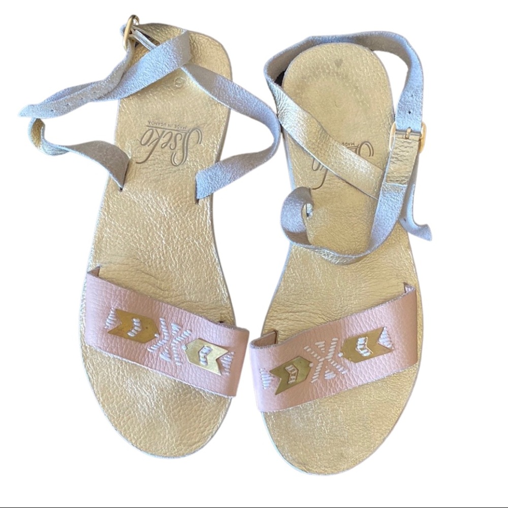 Sseko Custom Leather Rue Sandal Size 8
